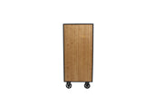 Display cabinet LOFT 145cm w/ wheels pine wood metal natural
