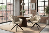 Drehsessel PAPILLON drehbar 180° m. Armlehnen Leder beige