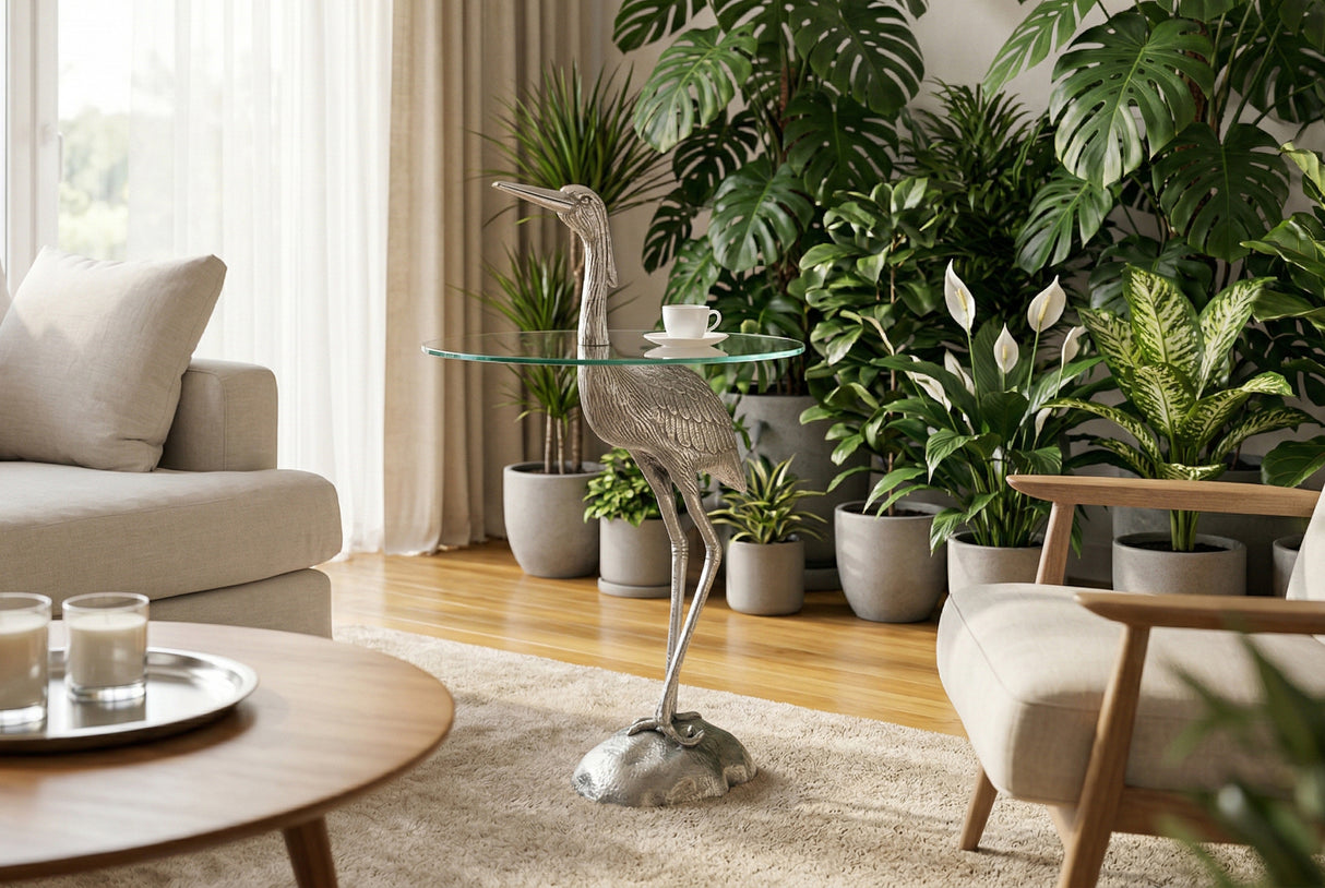Side table WILDLIFE HERON 90cm silver