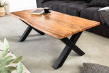 Coffee table MAMMUT 120cm X-legs 25mm acacia wood honey finish