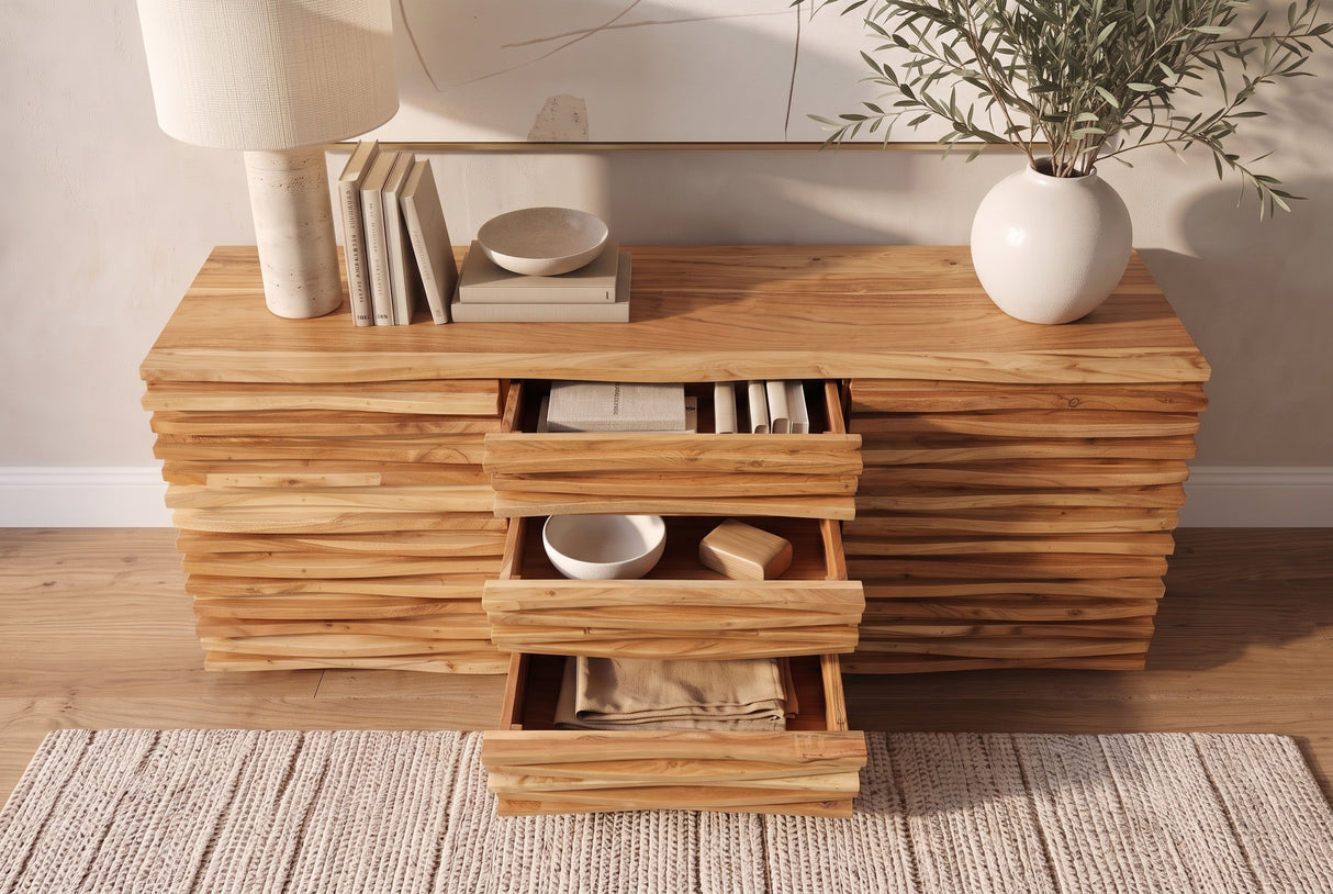 Sideboard RELIEF 160cm Akazienholz natur