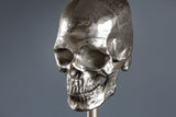 Tischleuchte SKULL 56cm silber Baumwollschirm schwarz