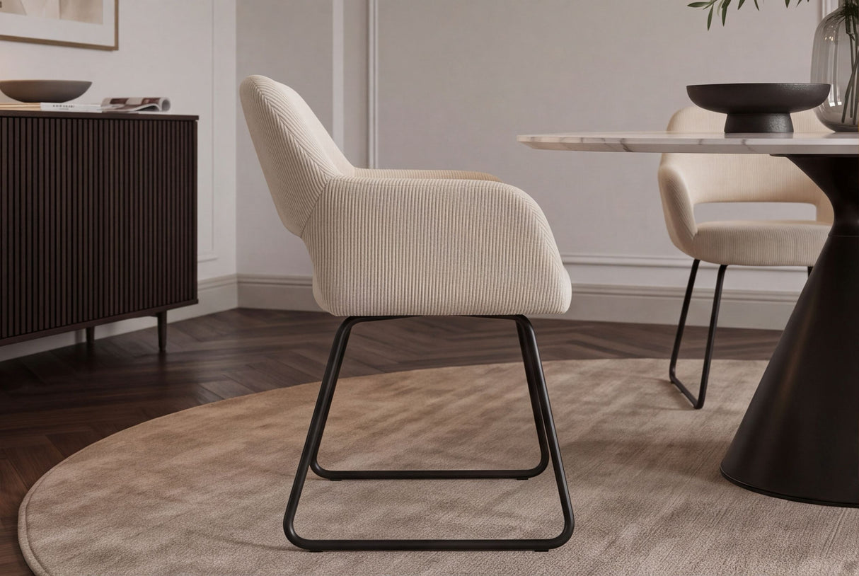 Chair MUSTANG with armrests cord beige