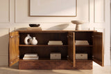 Sideboard ARCADIA 160cm arched front fluted pedestal base mango wood brown