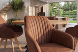 Swivel chair LIVORNO 180° auto-return w/ armrests microfibre vintage brown beech wood frame