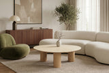 Couchtisch ORGANIKO 110cm Keramik-Optik Natur mit Eichenholz-Optik Gestell