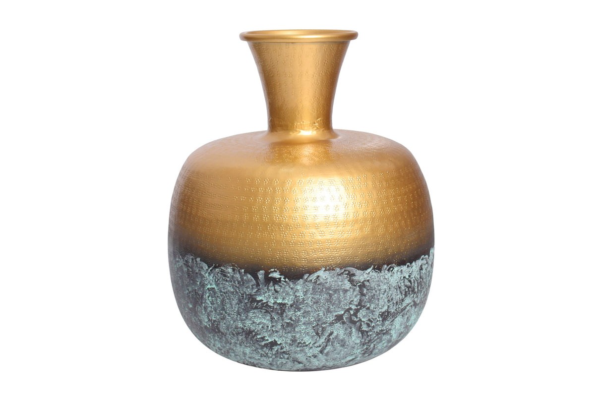 Vase ABSTRACT ORIENT 35cm mit Hammerschlageffekt Gold und Patina