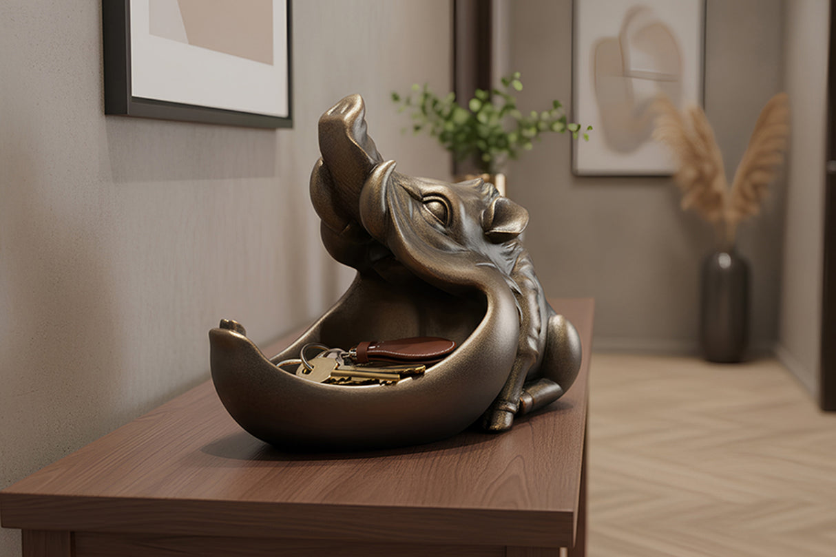 Decoration sculpture WARTHOG 30cm bronze with storage compartment