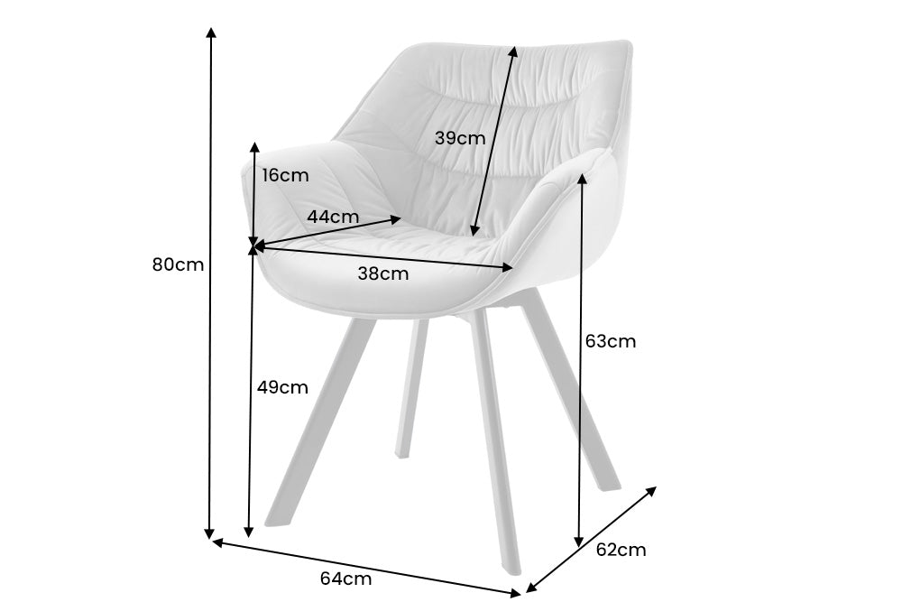 Swivel chair THE DUTCH COMFORT with armrests velvet grey