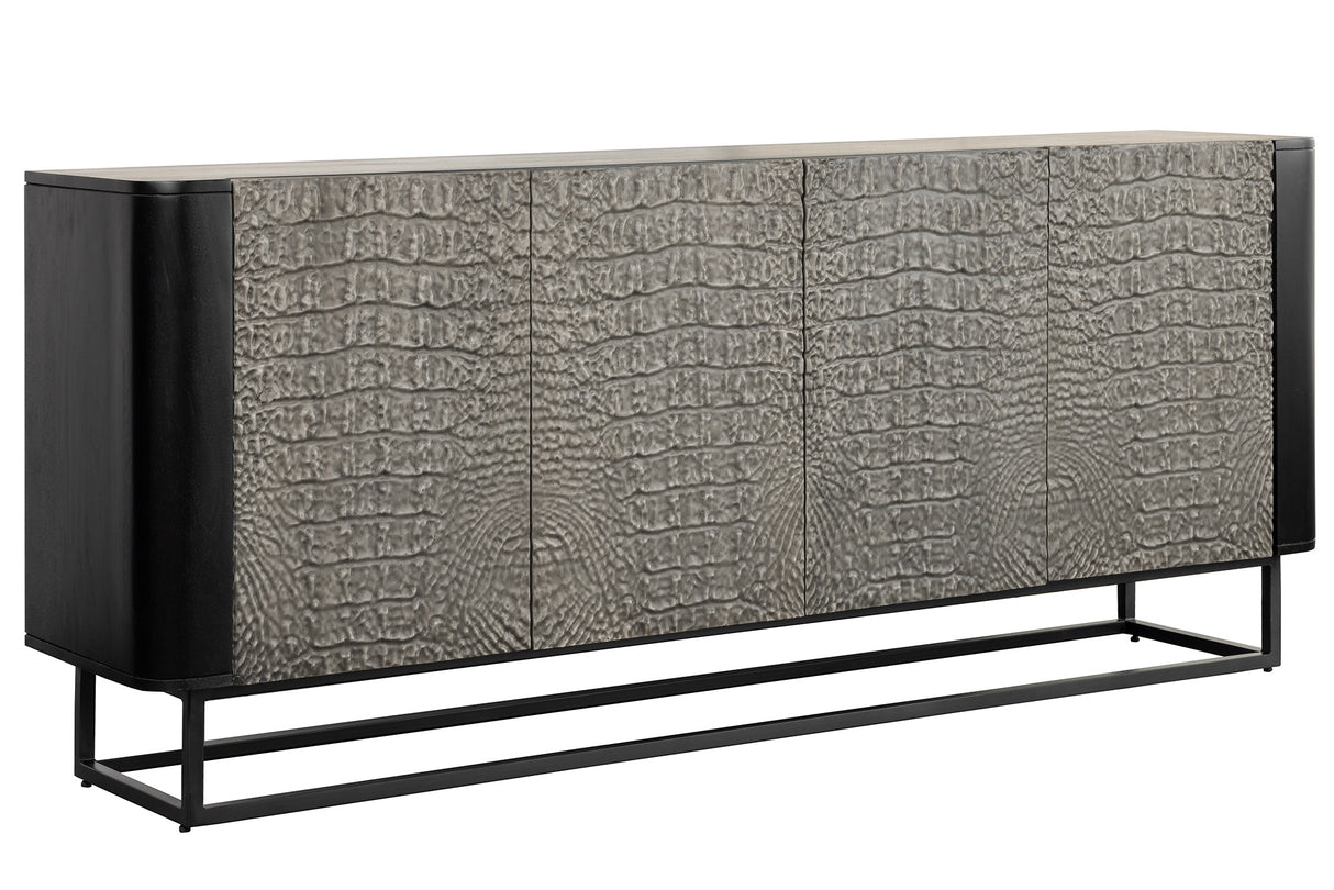 Sideboard CROCO 180cm 3D grey black mango wood