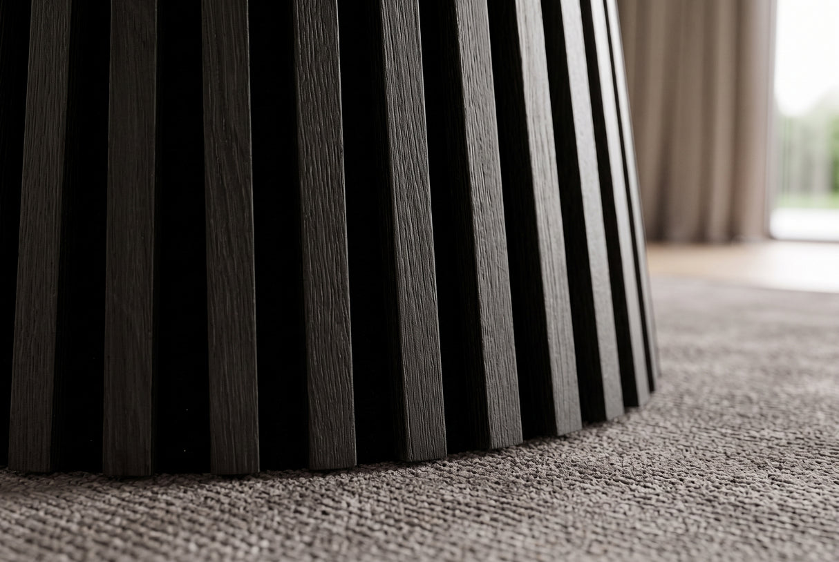 Dining table VALHALLA WOOD Ø 140cm round oak wood veneered black