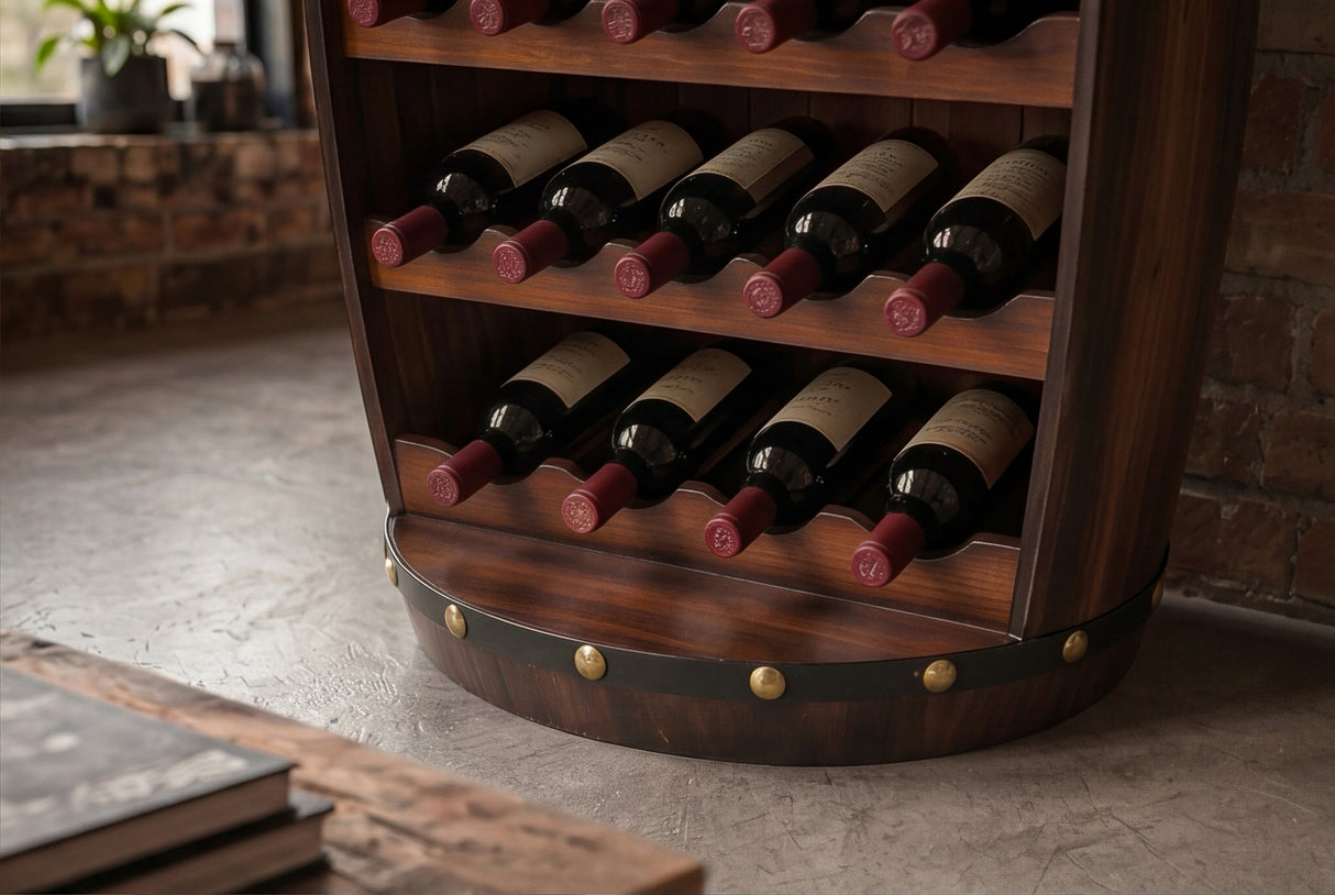 Wine shelf BODEGA 80cm for 23 bottles fir wood coffee