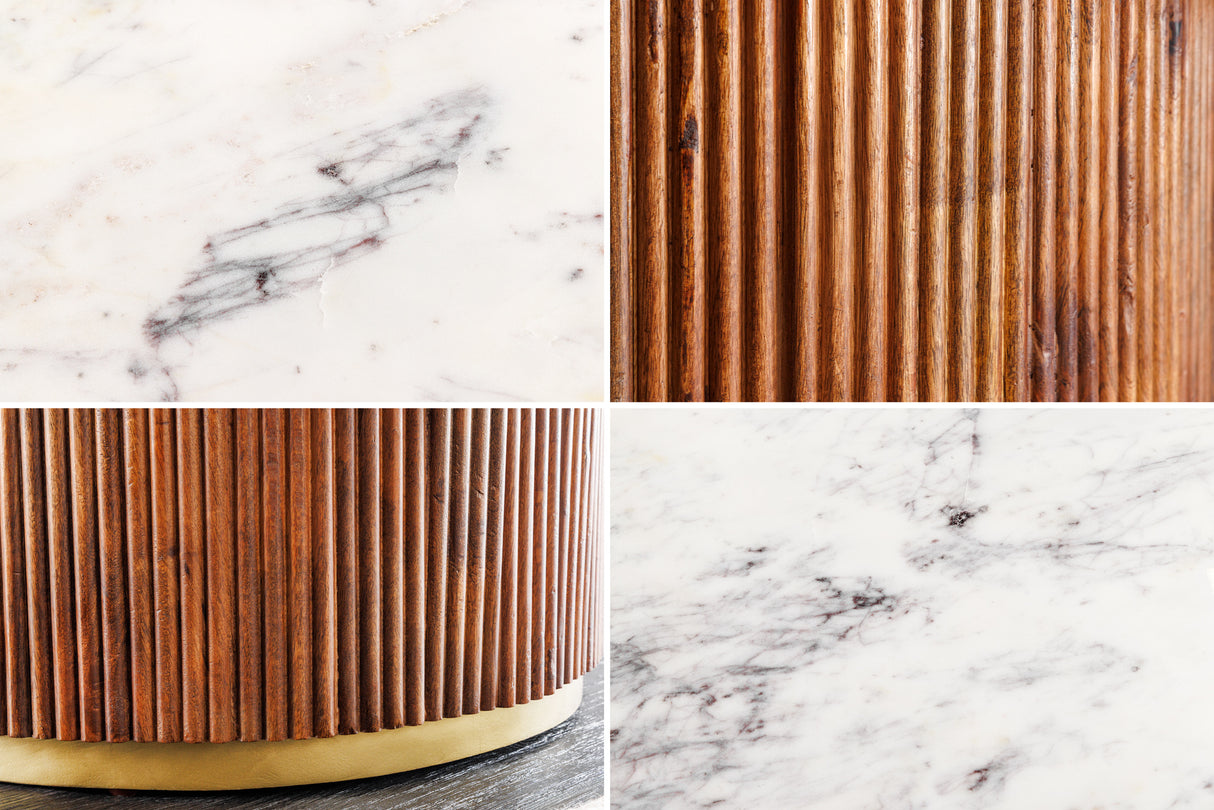 Dining table GATSBY 140cm round mango wood marble