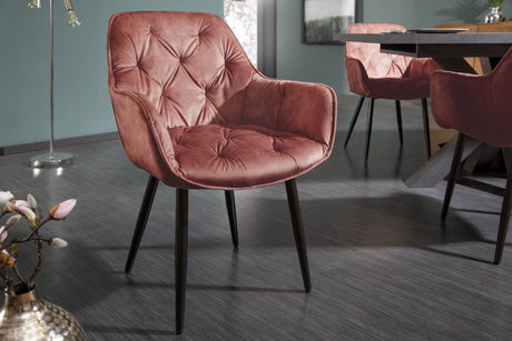 Chair MILANO with armrests velvet brown