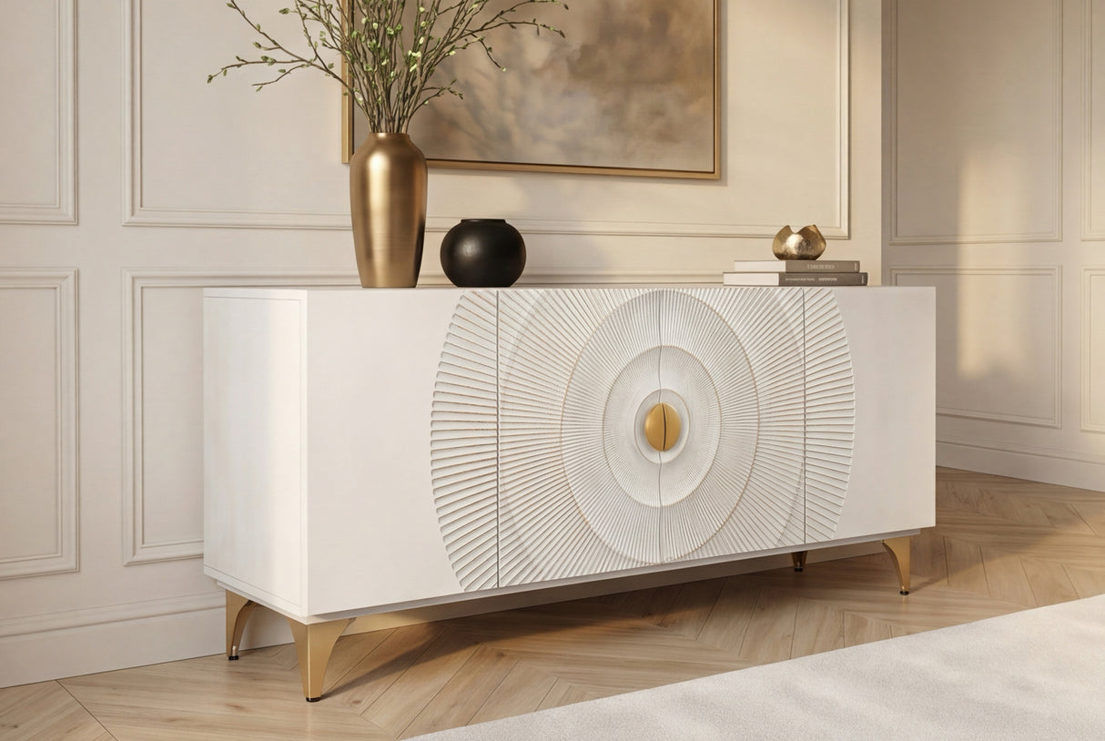 Sideboard GOLDEN SUNSET 180cm 3D mango wood white