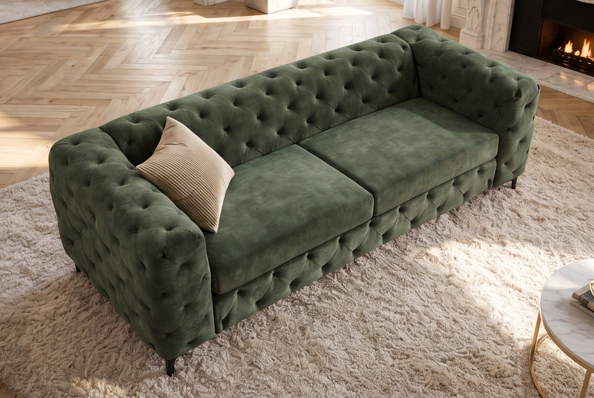 Sofa MODERN BAROCK 235cm 3-seater velvet dark green