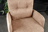 Barhocker BIG GEORGE mit Armlehnen Flachgewebe Samt champagnerbeige drehbar