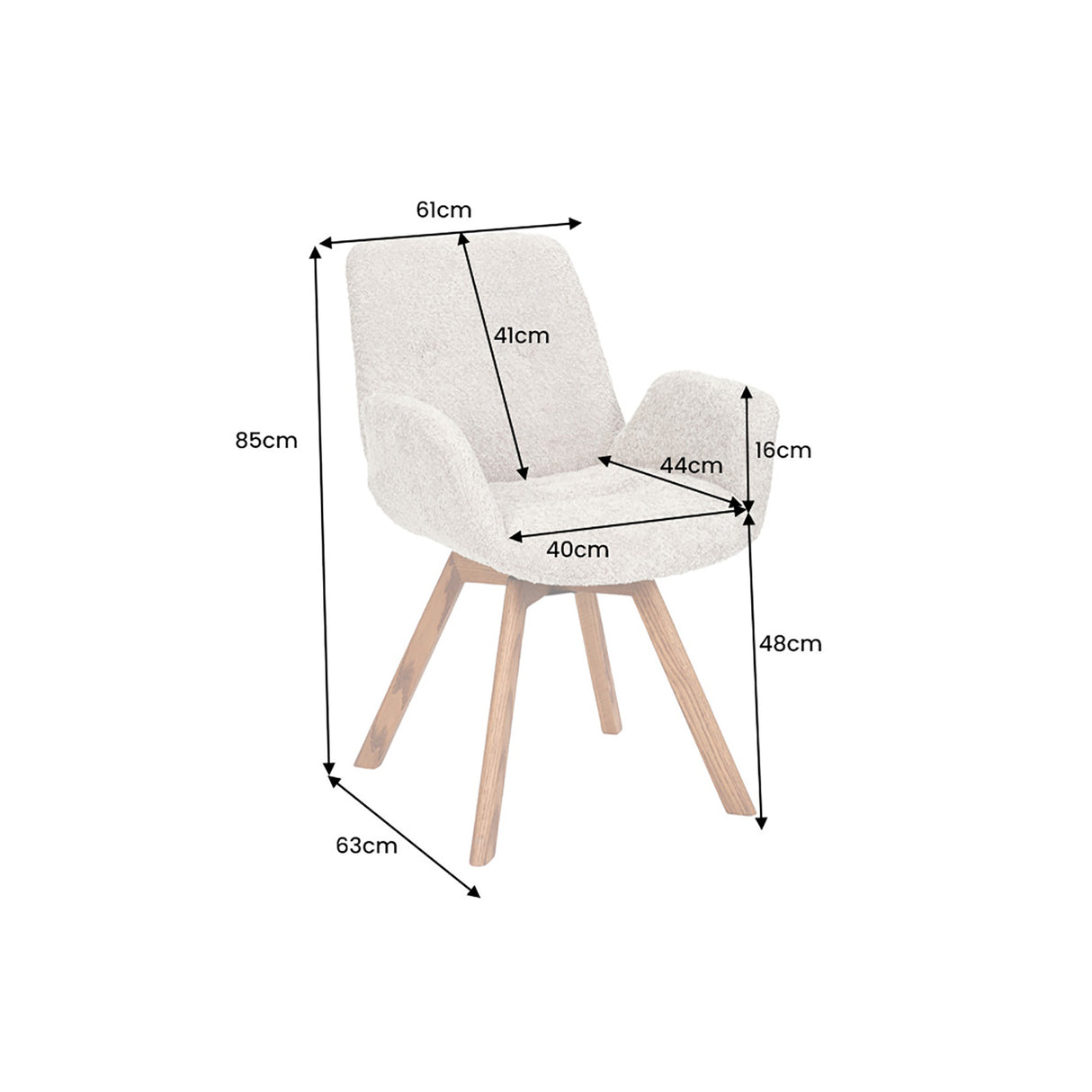 Drehstuhl BALTIC 360° drehbar Bouclé mint mit Eichenbeinen natur