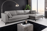 Ecksofa SIGNUM XL 315cm 3-Sitzer mit Ottomane rechts Samt grau