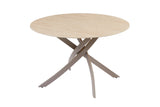 Dining table ALPINE Ø 120cm round travertine ceramic champagne greige