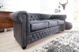 Sofa CHESTERFIELD 3-seater microfibre antique grey