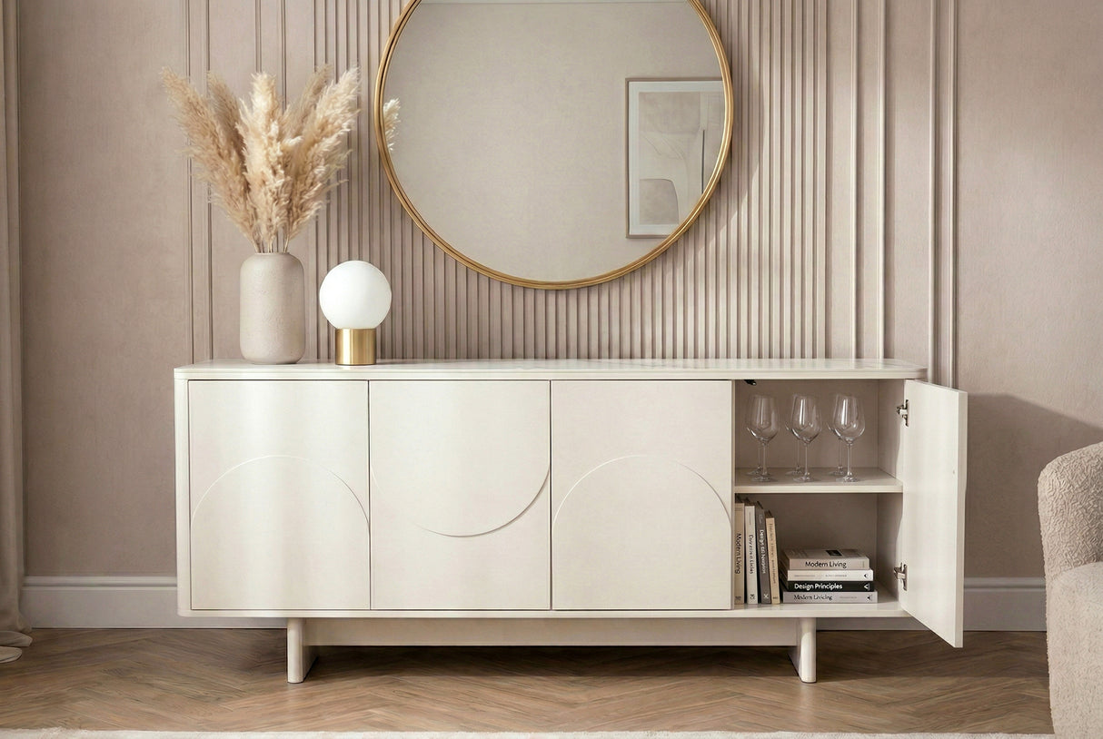 Sideboard SAVOY 180 cm 3D mit weißer Marmorkeramikplatte