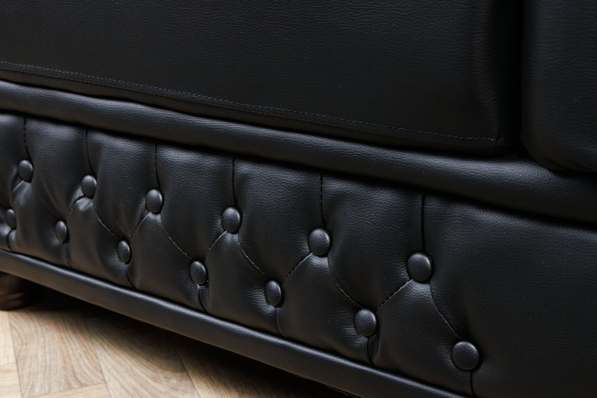 Sessel CHESTERFIELD Kunstleder Antik-Look schwarz