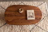Coffee table SCULPTURA 110cm sculptural shape acacia wood brown
