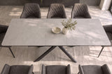 Esstisch ALPINE 160-200cm ausziehbar Keramik Beton taupe mit schwarzem Sternfuß