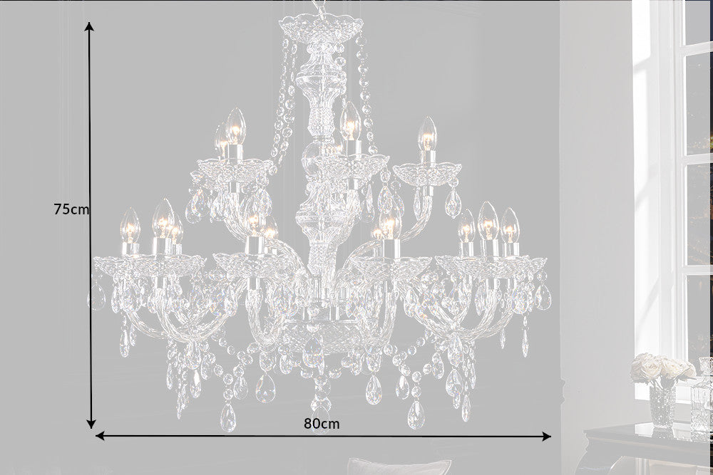 Chandelier DIAMONDS 15-armed clear acrylic