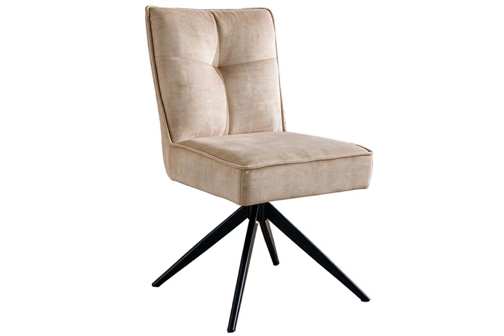 Swivel chair LUGANO 360° auto-return spring core velvet beige black