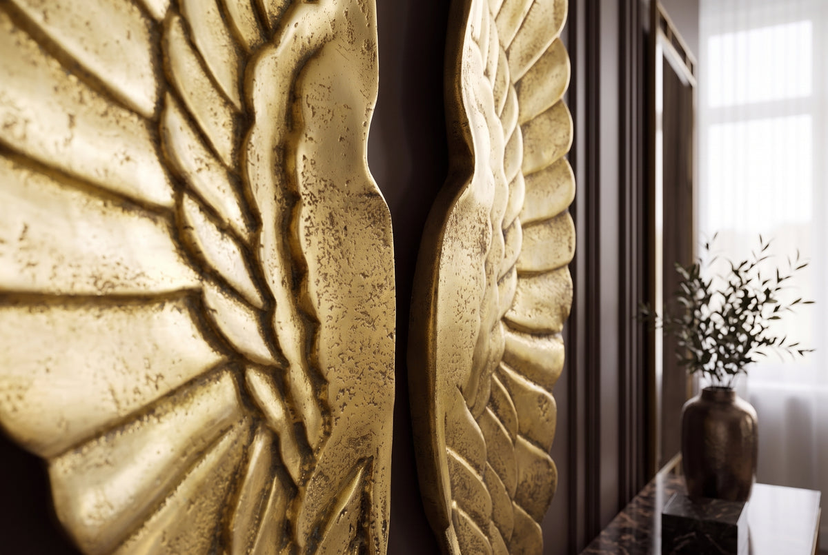 Wall decoration FALLEN ANGEL 65cm angel wings antique gold