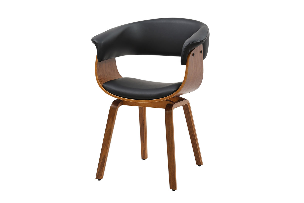 Stuhl ORGANIC Kunstleder schwarz und Walnussholzoptik