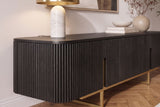 TV-Board GATSBY 160cm Retro Stil Mangoholz schwarz gold