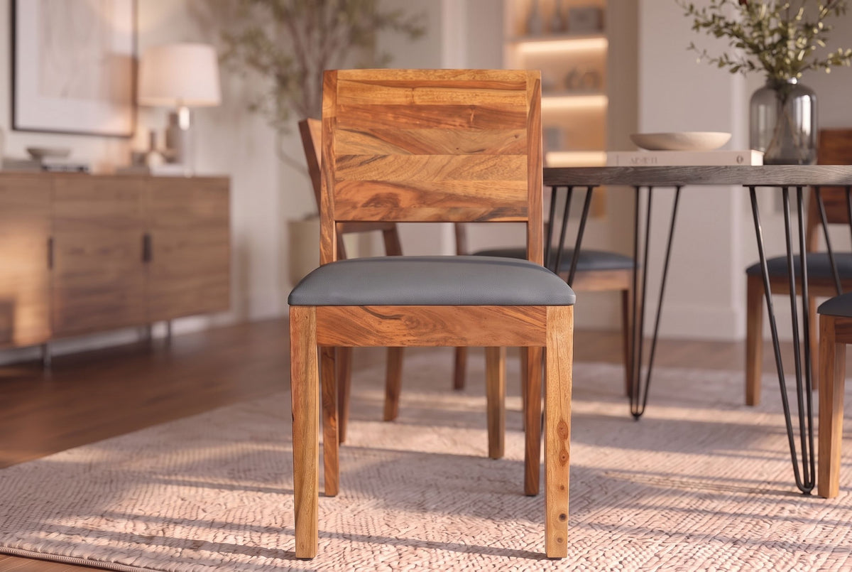 Stuhl MAKASSAR 80cm Sheeshamholz braun dunkelgrau