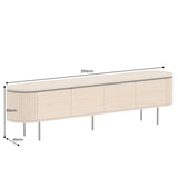 TV-Board ATELIER 200cm natural oak wood look w/ black legs