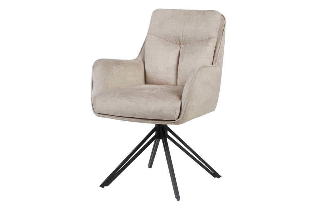 Drehsessel PROMETHEUS drehbar 180° m. Armlehnen Samt Velours beige
