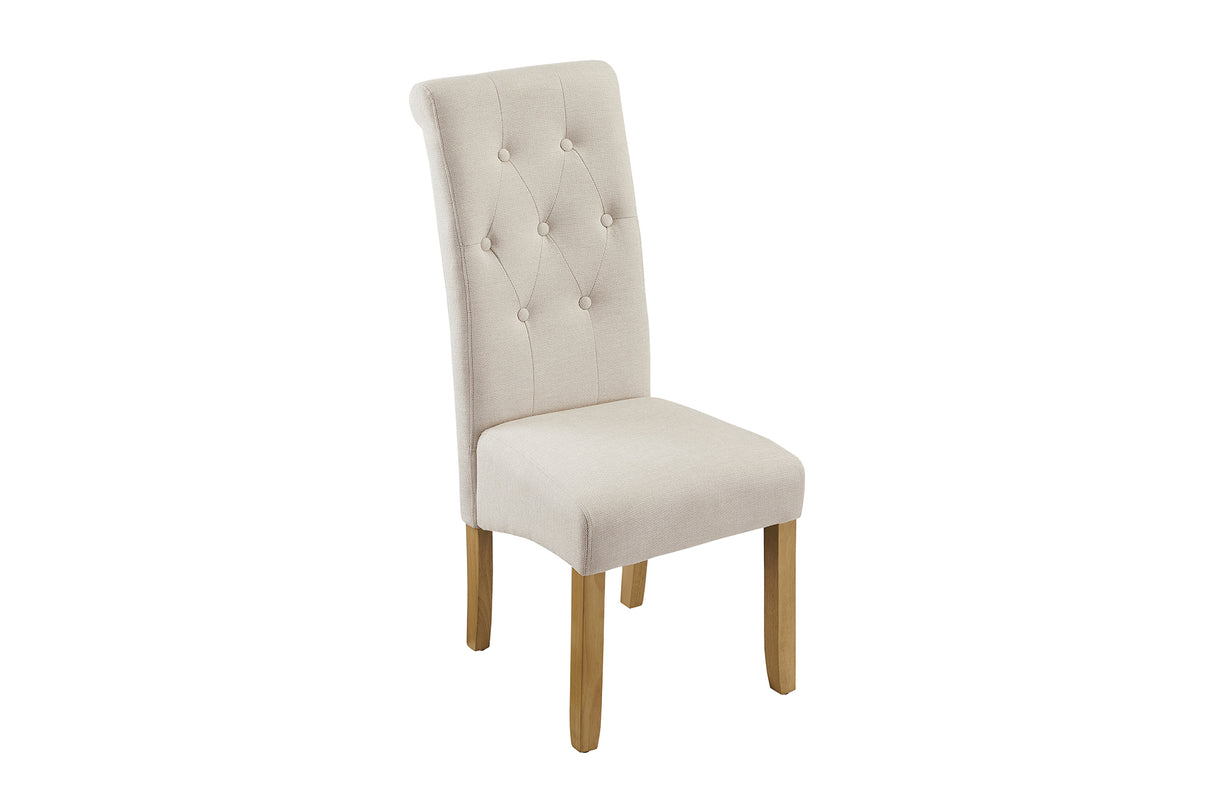 Chair CASA w/ neck roll textured fabric beige