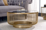 Couchtisch VARIATION 80cm gold mit schwarzem Glas