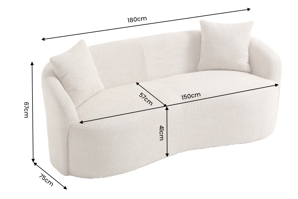 Sofa ELEMENTAL 180cm 2-seater bouclé champagne beige