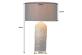 Tischleuchte ZEA 60cm Farbverlauf Seegras natur braun gold mit Lampenschirm grobes Leinen schwarz