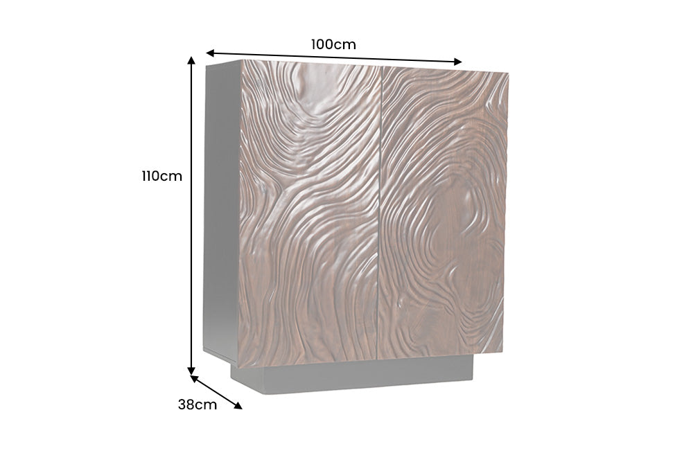 Highboard FLUID 110cm 3D acacia wood dark walnut brown