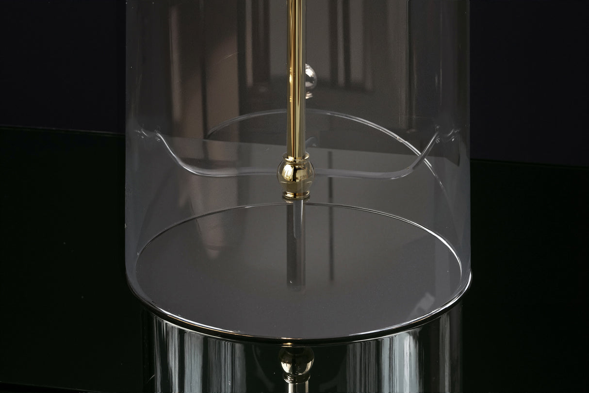 Tischleuchte CLASSICO 50cm Lampenschirm weiß golden Glas transparent gold