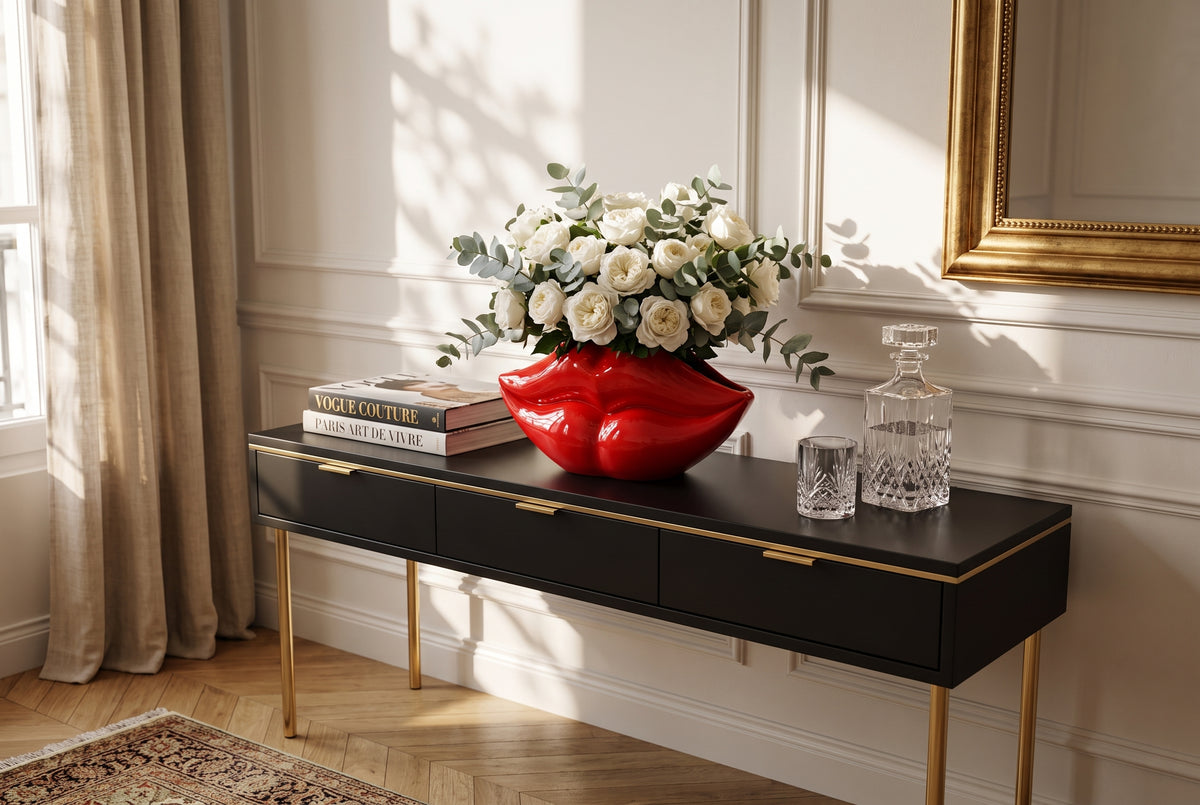 Glamour decoration vase LIP 40cm lips red