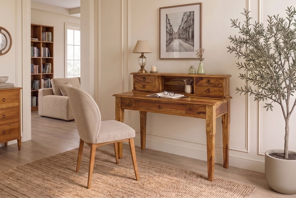 Davenport office desk HEMINGWAY 90cm sheesham wood brown