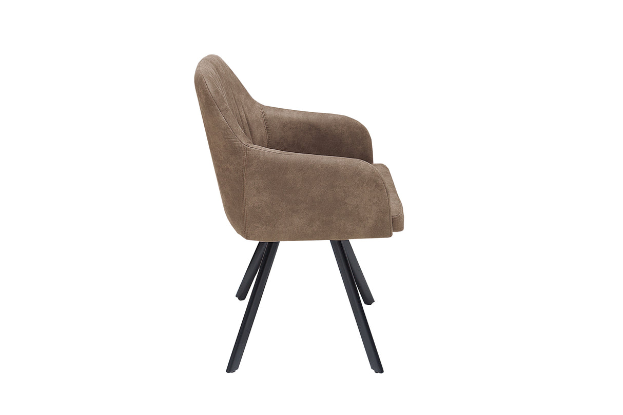 Stuhl LUCCA mit Armlehnen Mikrofaser taupe braun 