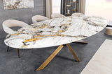 Dining table SCULPTURE 280cm oval bronze frame w/ ceramic top multicoloured marble look