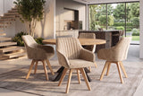 Swivel chair LIVORNO 180° auto-return w/armrests velvet champagne greige