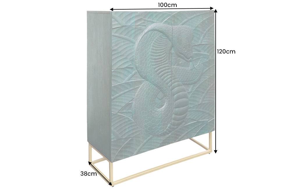 Highboard SNAKE 120cm turquoise mango wood