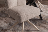 Swivel chair LUGANO 360° auto-return spring core chenille tweed taupe beige
